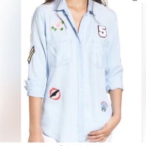 Rails light denim shammy shirt with decals size small